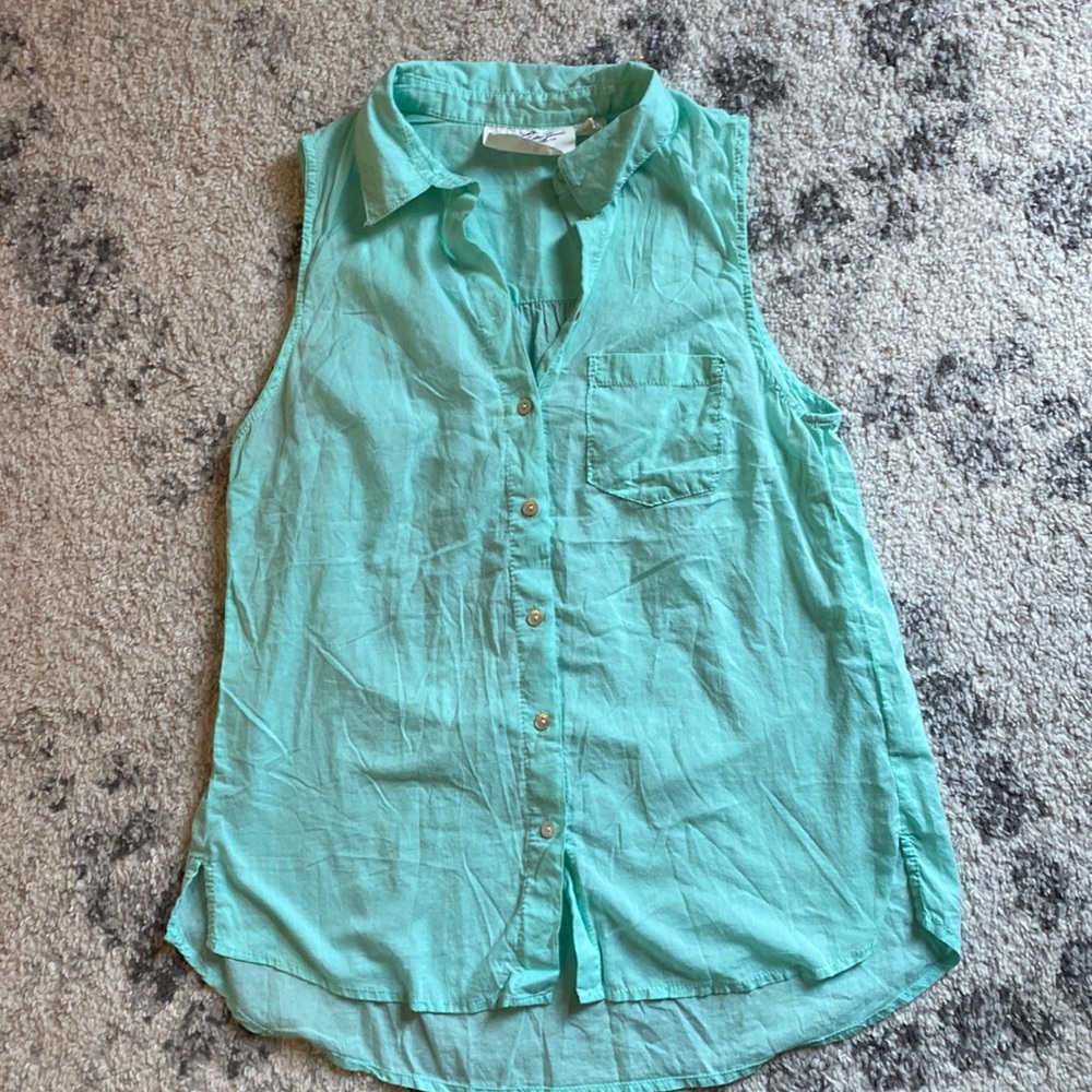 Sheer mint green sleeveless tank top